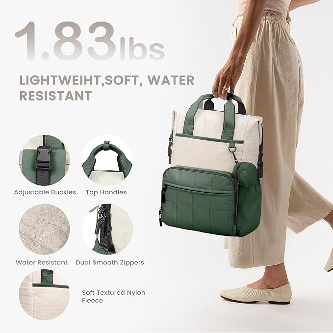 VONAL Diaper Bag Backpack, Lightweight Baby Diaper Bags, Travel Large Diaper Bag with Changing Station, Green Diaper Backpack for Boys Girls Newborn with Insulated Pockets, Stroller Straps