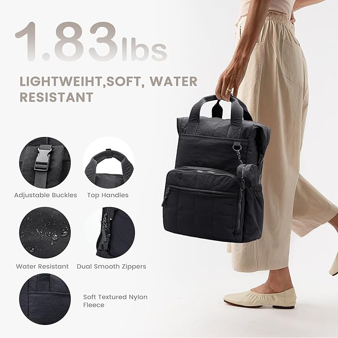 VONAL Diaper Bag Backpack, Lightweight Baby Diaper Bags, Travel Large Diaper Bag with Changing Station, Black Diaper Backpack for Boys Girls Newborn with Insulated Pockets, Stroller Straps