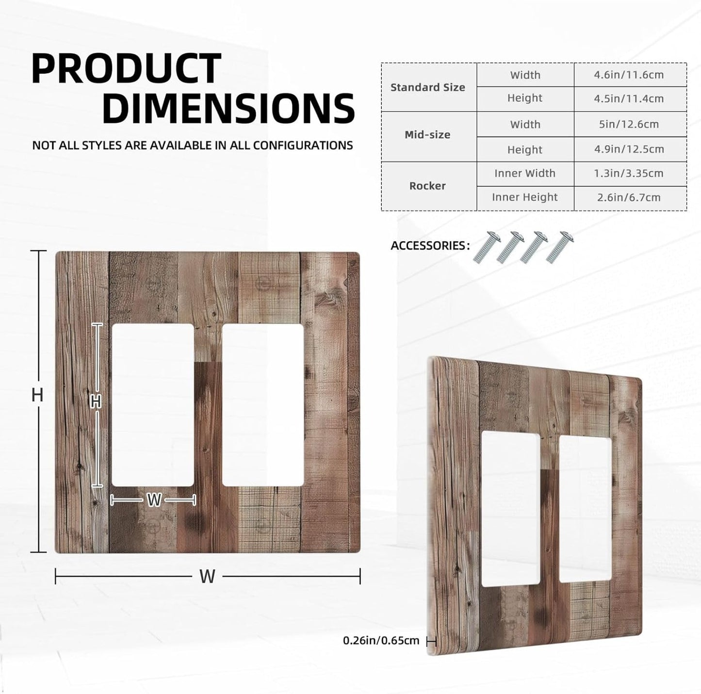 Decorative Outlet Covers Retro Wood Plank Vintaga Wooden Board 2 Gang Wall Plate Double Rocker Two Switch Wall Cover Plate Light Switch Cover Plate Faceplate for Bedroom Home Decor