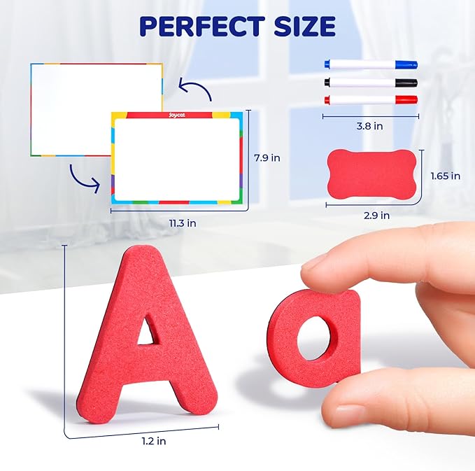 JoyCat Classroom Magnetic Letters Kit 234 Pcs with Double-Side Magnet Board - Foam Fridge Alphabet Letters for Kids Spelling and Learning