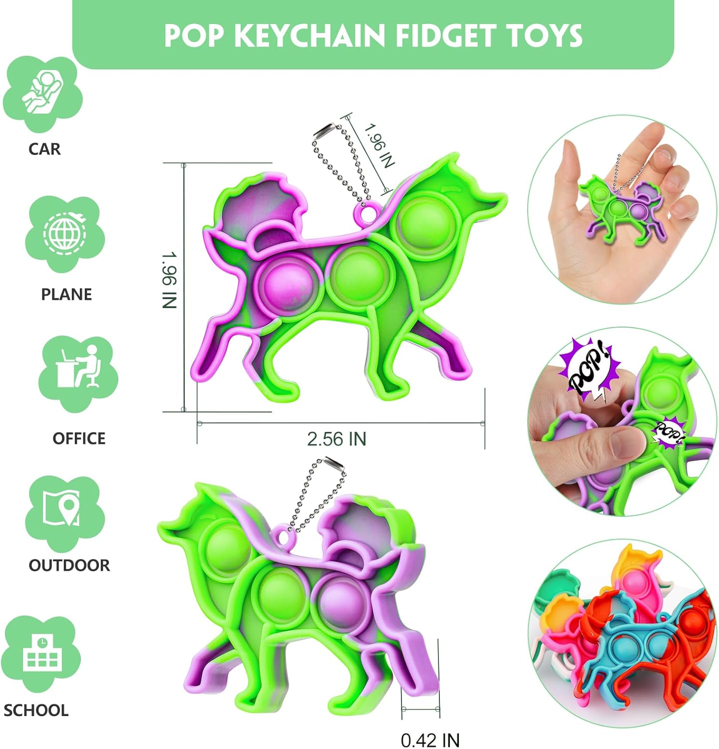 Pop Fidget Toys Bulk Its Birthday Party Favors for Kids 20 PCS Cute Dog Mini Pop Keychain It Sensory Fidget Toy Packs Fidgets for Classroom Prizes for Kids Birthday Goodie Bag Stuffers