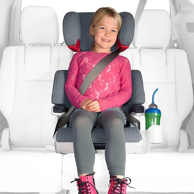 Clek Oobr High Back Booster Seat with Adjustable Headrest, Reclining Design, Latch System, and Retardant-Free Fabric (Latte Ziip)