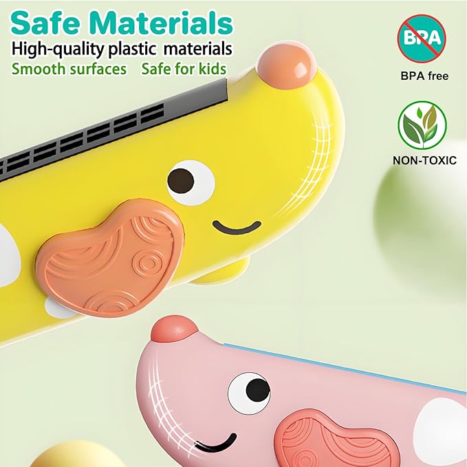 3PCS Harmonica for Kids, Beginners, Toddler muiscal Instruments Toys, Yellow, Pink, Green 16 Hole Harmonica Set, Educational Toys for Children