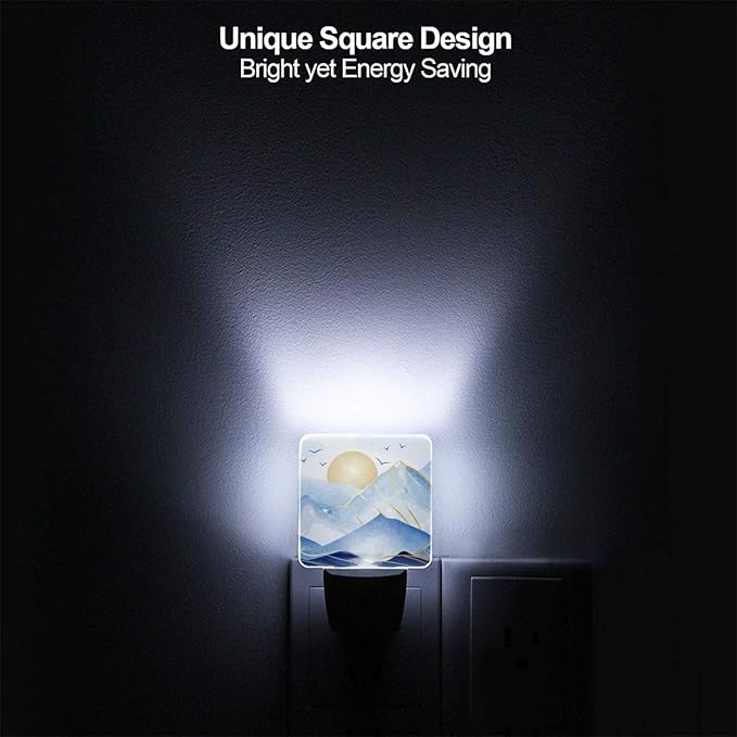 Led Night Light, Mountains Sunrise Decorative Plug in Nightlights,with Smart Auto Dusk to Dawn Night Light for Bedroom, Kitchen, Nursery, Bathroom