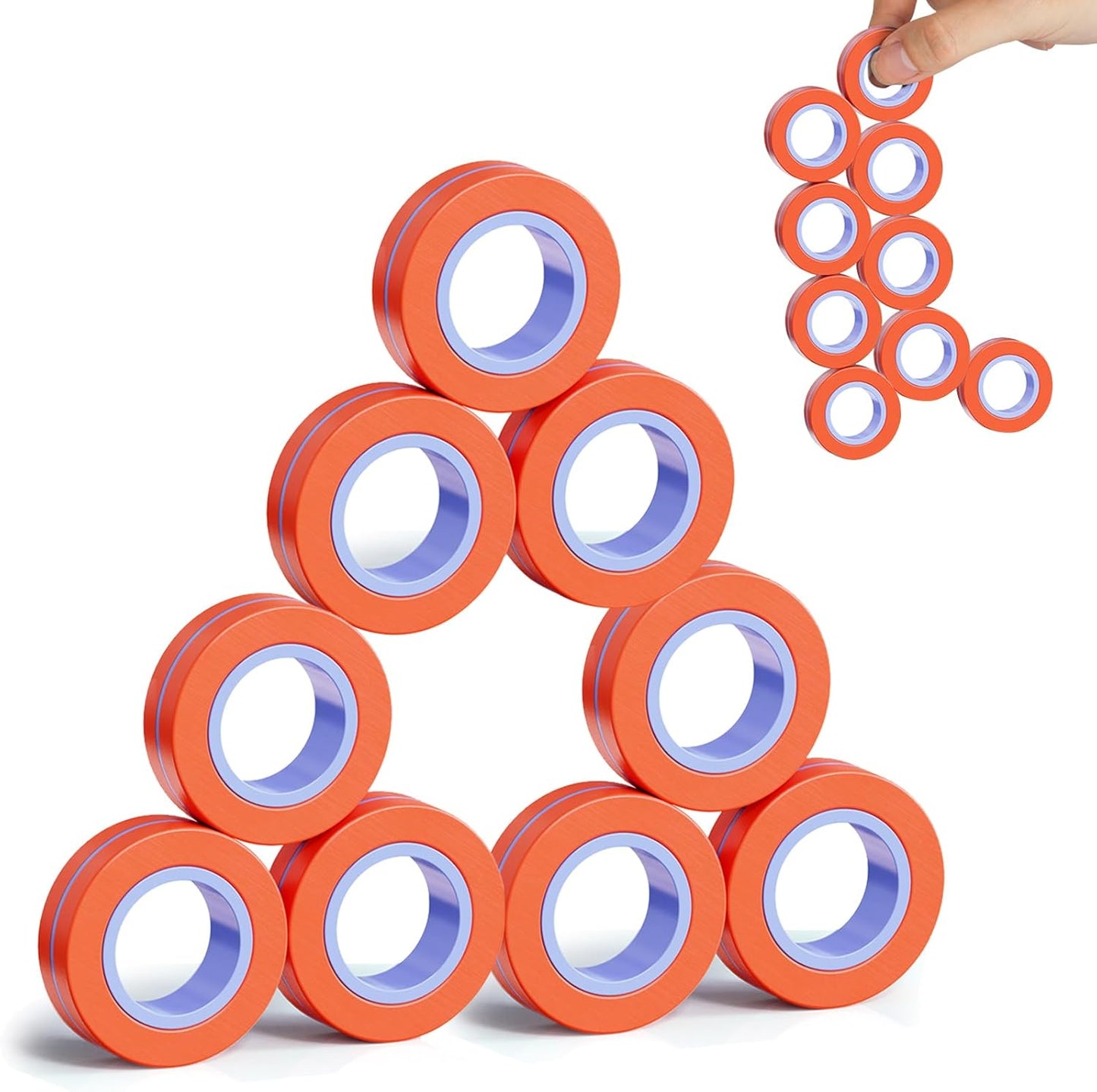 Magnetic Rings Fidget Toy for Adult, Idea ADHD Anxiety Magnetic Fidget Toys Set Fidget Spinner Rings for Relief, Gifts for 8 9 10 11 12 13+ Year Old Boy Girl Teen