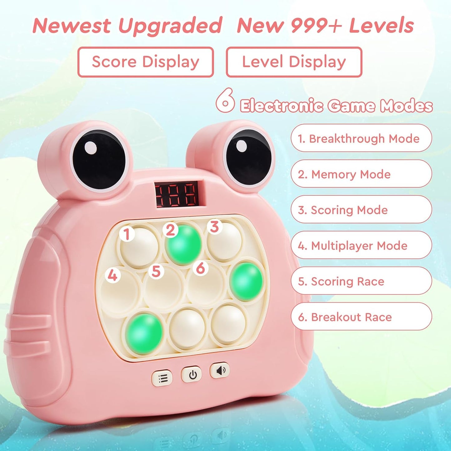 Fast Push Bubble Game, Light Up Fidget Toys, Fast Push Sensory Toys, Stress Relief Bubble Pop Puzzle Game Machine for Kids and Adults