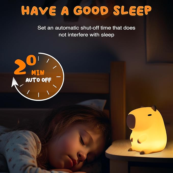 UNEEDE Cute Capybara Night Light, Novelty Animal Silicone Nursery Night Light Rechargeable Table Bedside Lamp with Touch Sensor for Bedroom Living Room Squishy Capybara Stuff Boys Girls Gifts