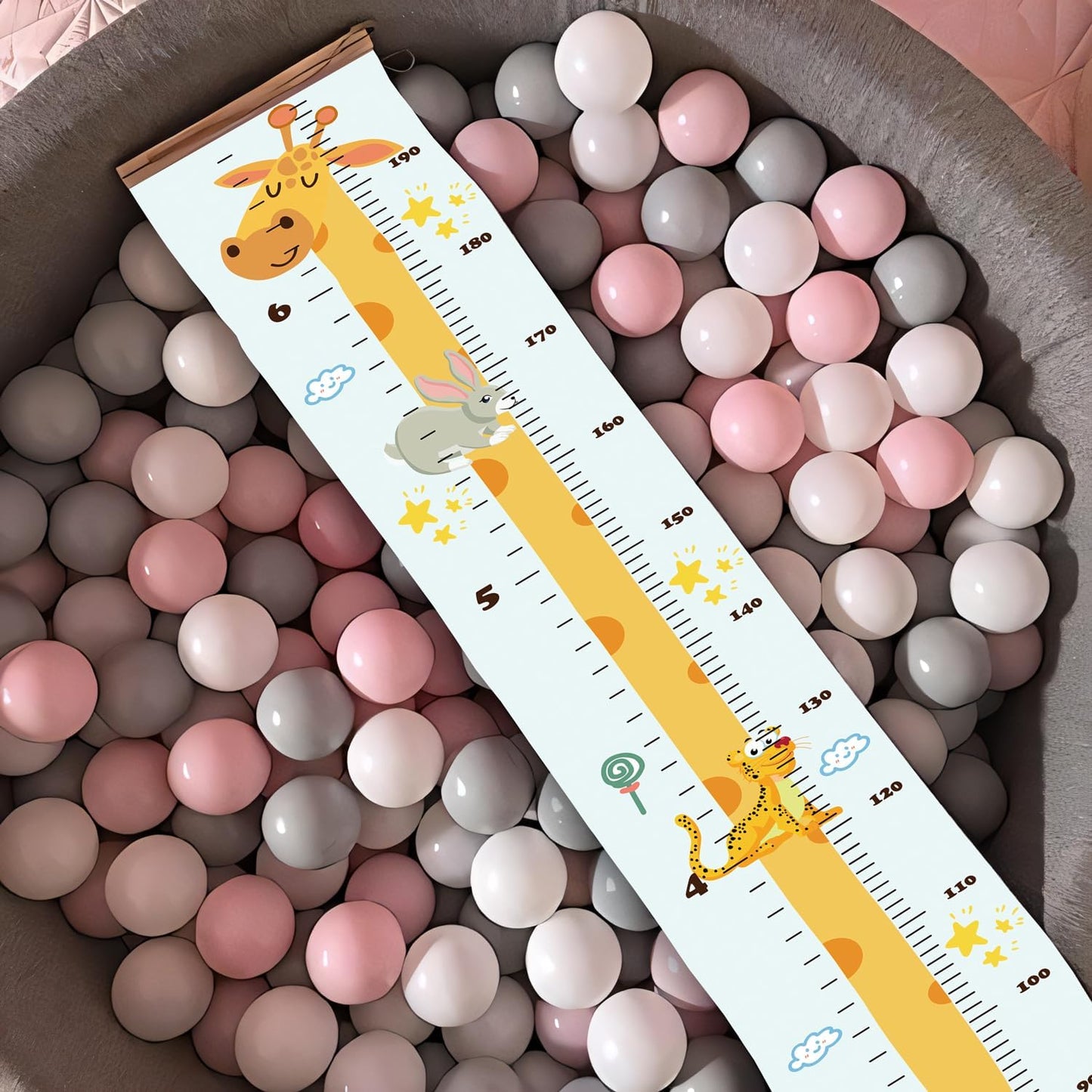 Kids Growth Chart, Wood Frame Fabric Canvas Height Measurement Ruler from Baby to Adult for Child's Room Decoration 7.9 x 79in (7.9 x 79in, Giraffe)