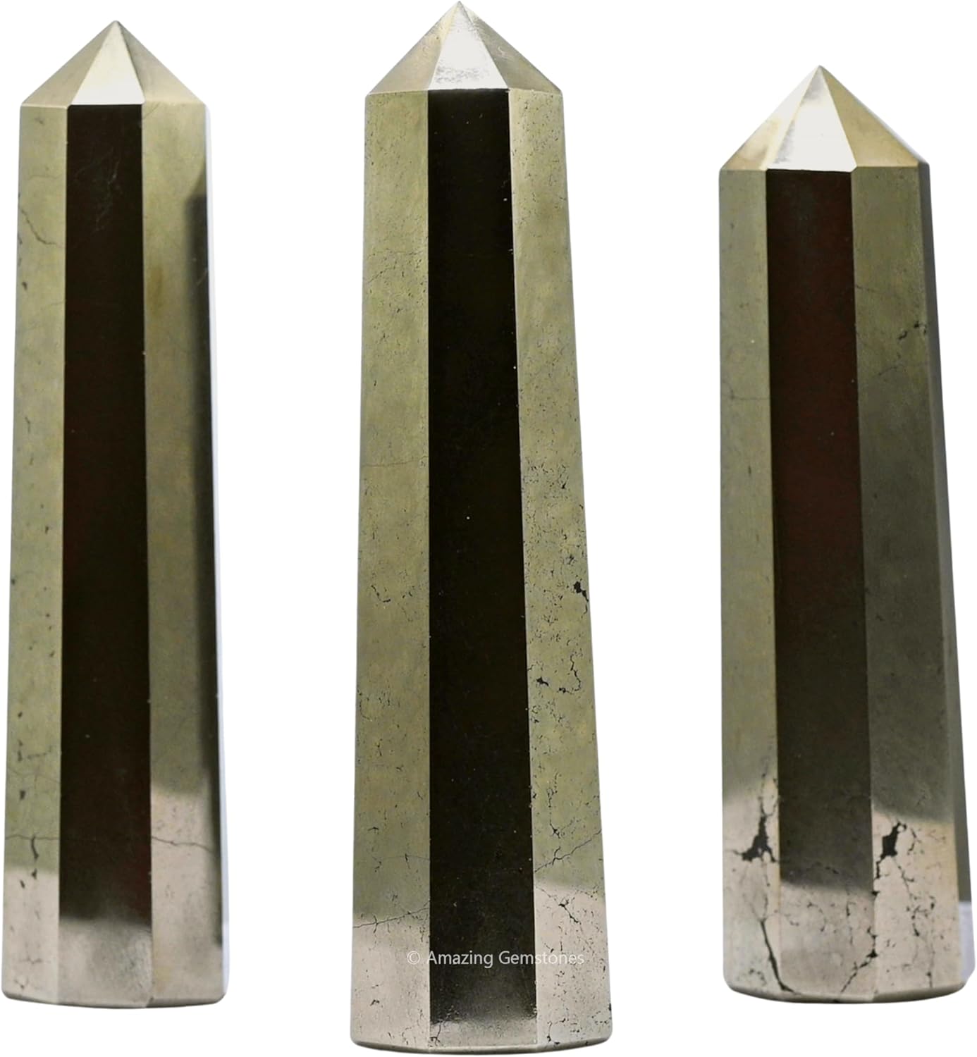 Amazing Gemstone Pyrite Crystal Towers - Natural Healing Crystal Point Obelisk for Reiki Healing and Crystal Grid (2 Inch to 3 Inch)
