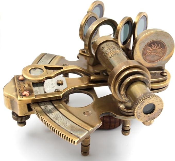 Nautical Bronze Sextant – Solid Brass Maritime Astrolabe | Vintage Ship Navigation Instrument for Nautical Decor, Collectibles, Maritime Gifts, and Navigational Tools