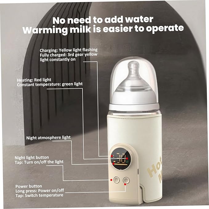 Bottle Warmer for Travel, Fast Heating & Precise Temperature Control Baby Bottle Warmer with LCD Display for Breast Milk/Formula