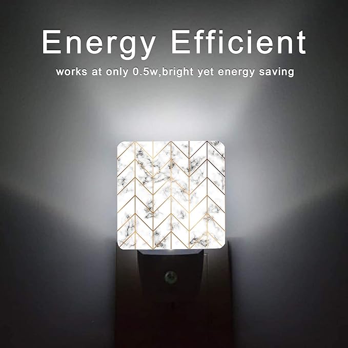 Marble Line Geometric Night Light,Plug-in Night Lights with Dusk-to-Dawn Sensor for Stairway/Hallway/Kitchen Sleep Friendly lamp for Women/Girls/Boys Gift,0.5W