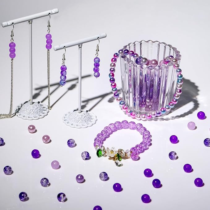 XSEINO About 1200PCS 6mm Glass Beads Bracelet Making Kit,24 Assorted Violet Elegant Series Colorful Crystal Beads for Bracelet and Jewelry Making and DIY Crafts,Friendship Bracelets