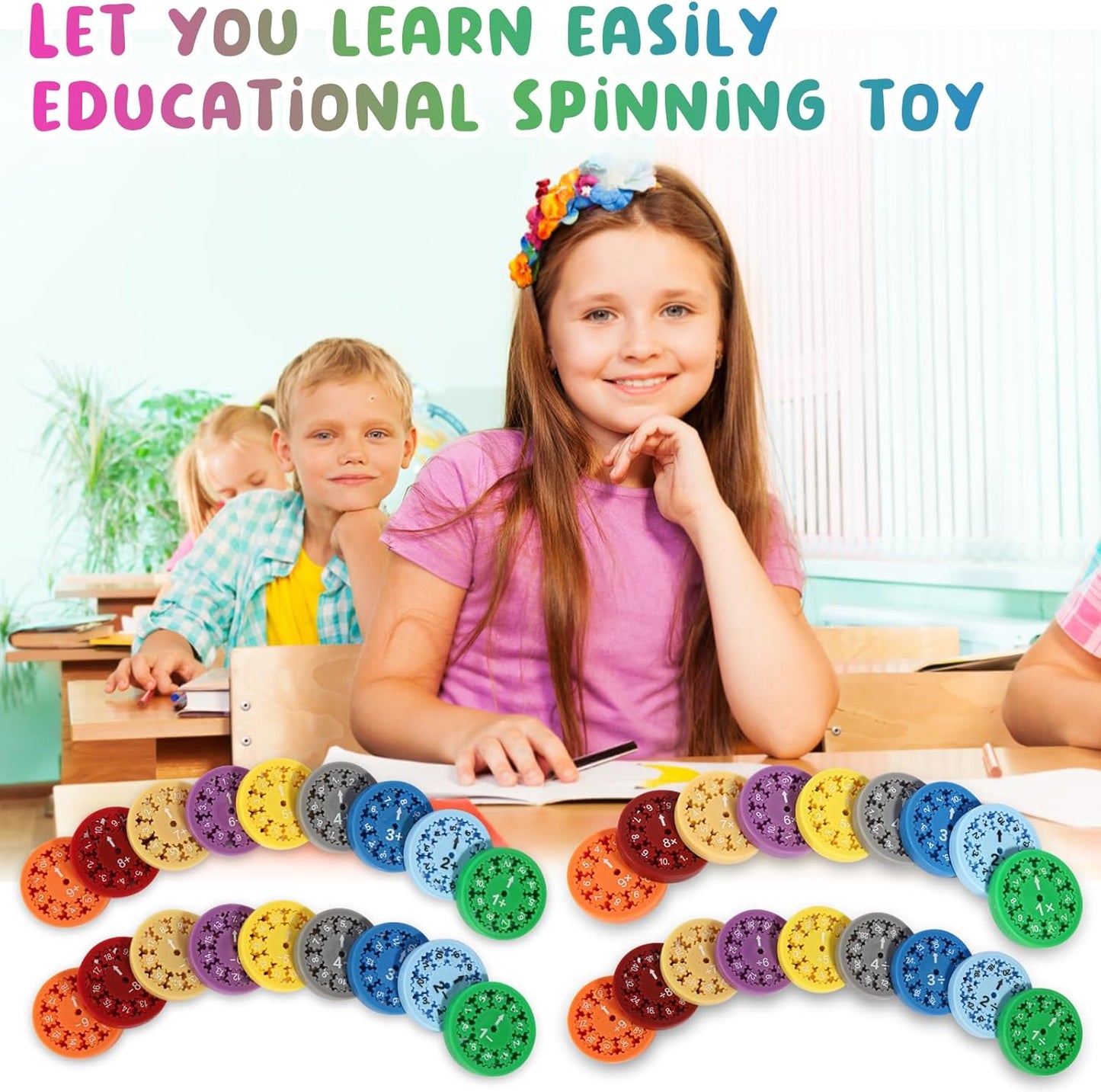 MerryXD Math Fidget Spinners，Smooth Spinning Interactive Learning Toy for Kids Fun Math Games to Relieve Stress Add, Subtract, Multiply & Divide Math Facts Fidget Spinners