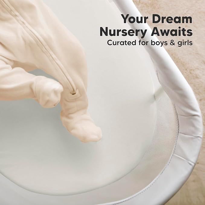 2-Pack Organic Bassinet Sheets for Girls, Boys - 100% Cotton Bassinet Mattress Sheets Compatible with Halo Bassinest Swivel Sleeper, Graco, Baby Delight, Chicco, Unisex Fitted Bassinet Sheets (Sage)