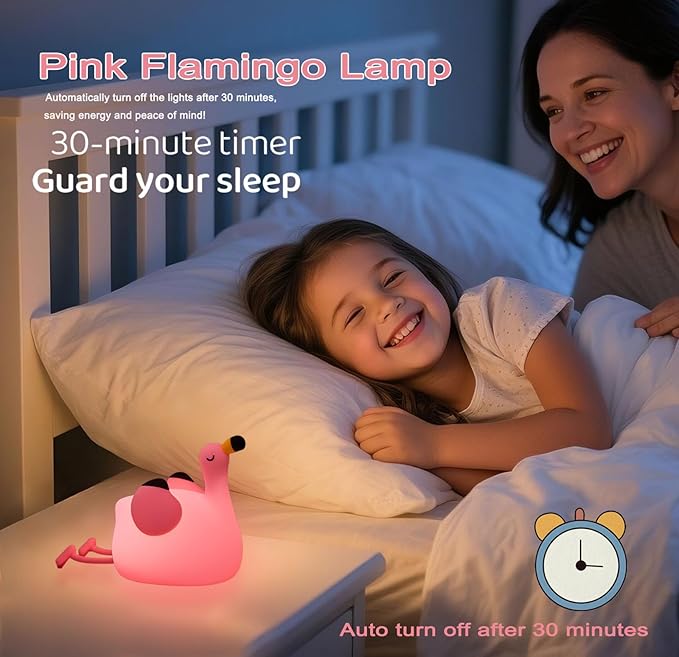 Flamingo Night Light,Dimmable Silicone Animal Nursery Night Light,Pink Flamingo Lamp Decor for Kids Room Bedroom,Birthday Christmas Unique Gift for Kids boy Girls