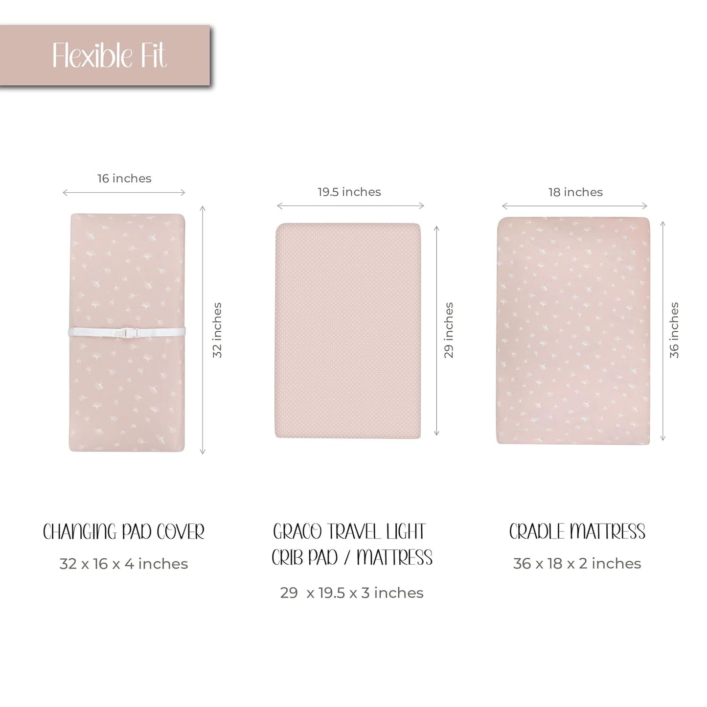 Ely’s & Co. Changing Pad Cover, Diaper Changing Table Sheets, 2 Pack, Cradle Sheet Set for Baby Girls, 100% Jersey Knit Cotton, Pink Gingko Collection, 32”x16”x5”