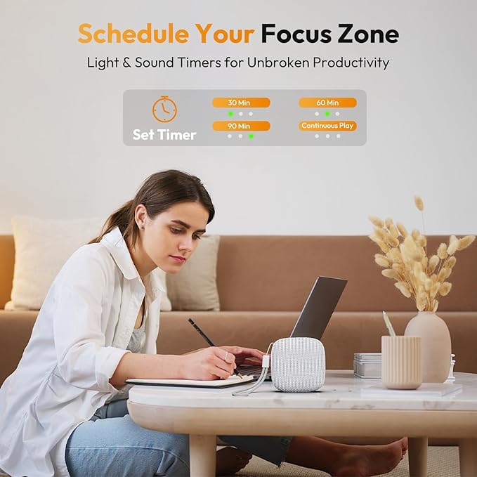 Portable Sound Machine for Travel, White Noise Sound Machine for Sleeping, 52-Hour Lasting Mini Noise Machine with 21 Quality Non-looping Sounds, Headphone Jack, Memory, Timer for Adults,Hotel (White)