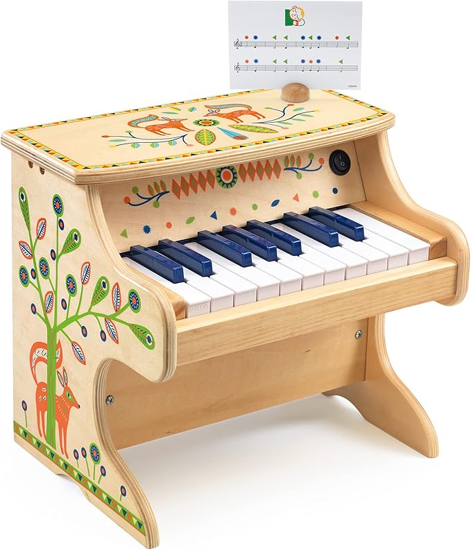 DJECO - Animambo Electric Piano 18 Keys - Playing Music for Children - Enhances Motor Skills - Develops Coordination, Dexterity, and Rhythm - Fosters Creativity, Adorable Design - Kids Ages 3+