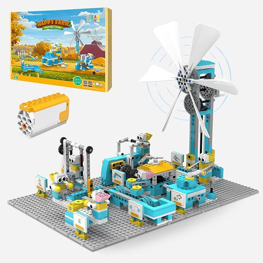 STEM Robot Toys Building Kits, Happy Farm Building Toys with Motor for Kids Ages 6+, Engineering Science Learning Educational DIY Stem Projects Robot Gifts for Boys & Girls (570+ Pcs)