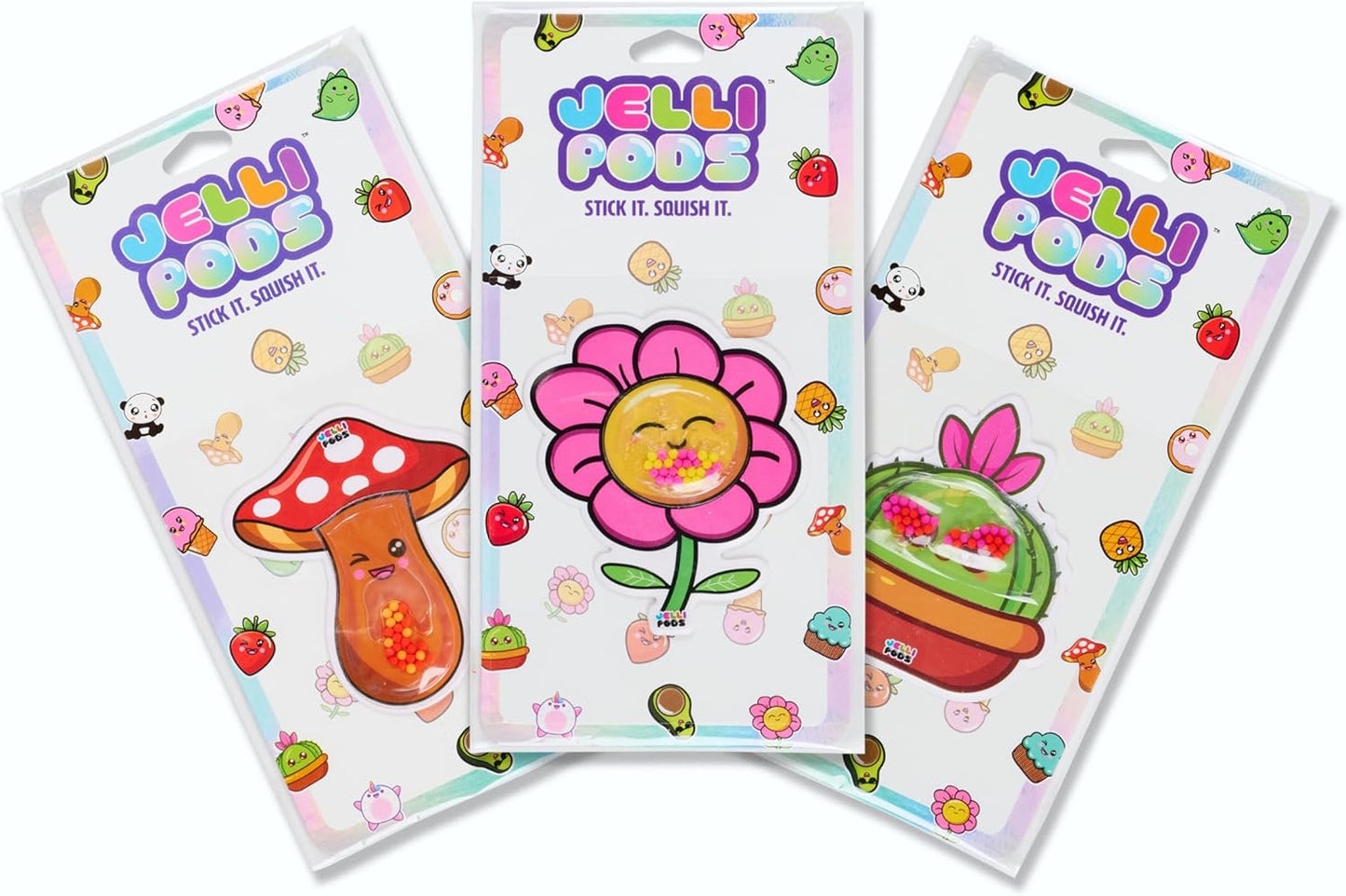 JelliPods - Puffy Plants - Reusable Sticker Bundle - Sensory Toy - Touch and Feel - Classroom Must Have - Tactile Sensory Fidget Activity for Kids - Includes 3 Reusable Puffy Stickers