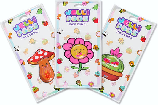 JelliPods - Puffy Plants - Reusable Sticker Bundle - Sensory Toy - Touch and Feel - Classroom Must Have - Tactile Sensory Fidget Activity for Kids - Includes 3 Reusable Puffy Stickers