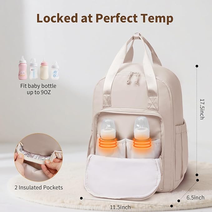 CEI-CEI Diaper Bag Backpack Large Baby Diaper Bag Water-resistant Travel Diaper Backpack for Boys Girls Newborn with Insulated Pockets, Changing Pad, Stroller Straps