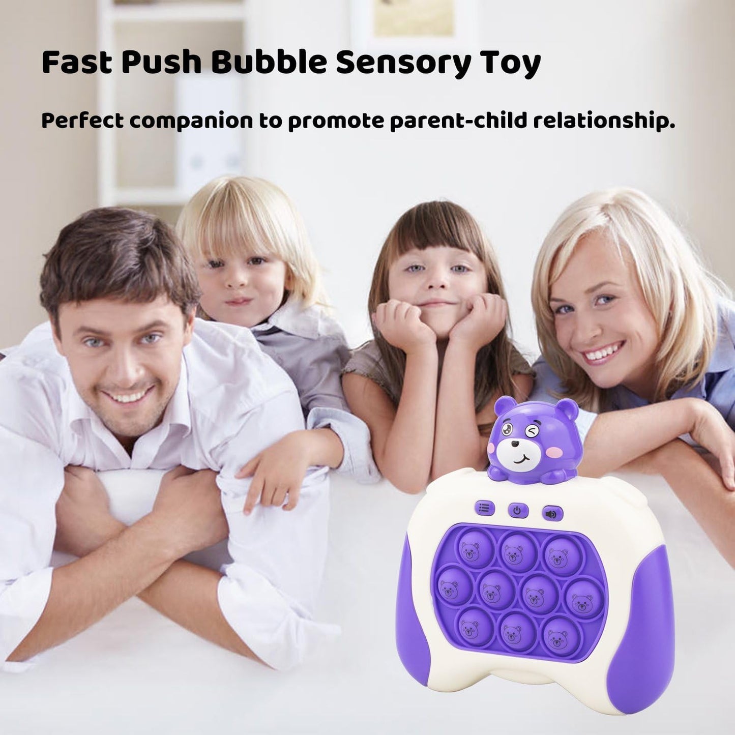 Fast Quick Push Bubble Pop Fidget Toy, Electronic Light Up Game Console, Cool Birthday Present for 6 7 8 9 10-12 Year Boys and Girls Pop Up Stress Relief Toy, Concentration Speed Puzzle Game for Kids