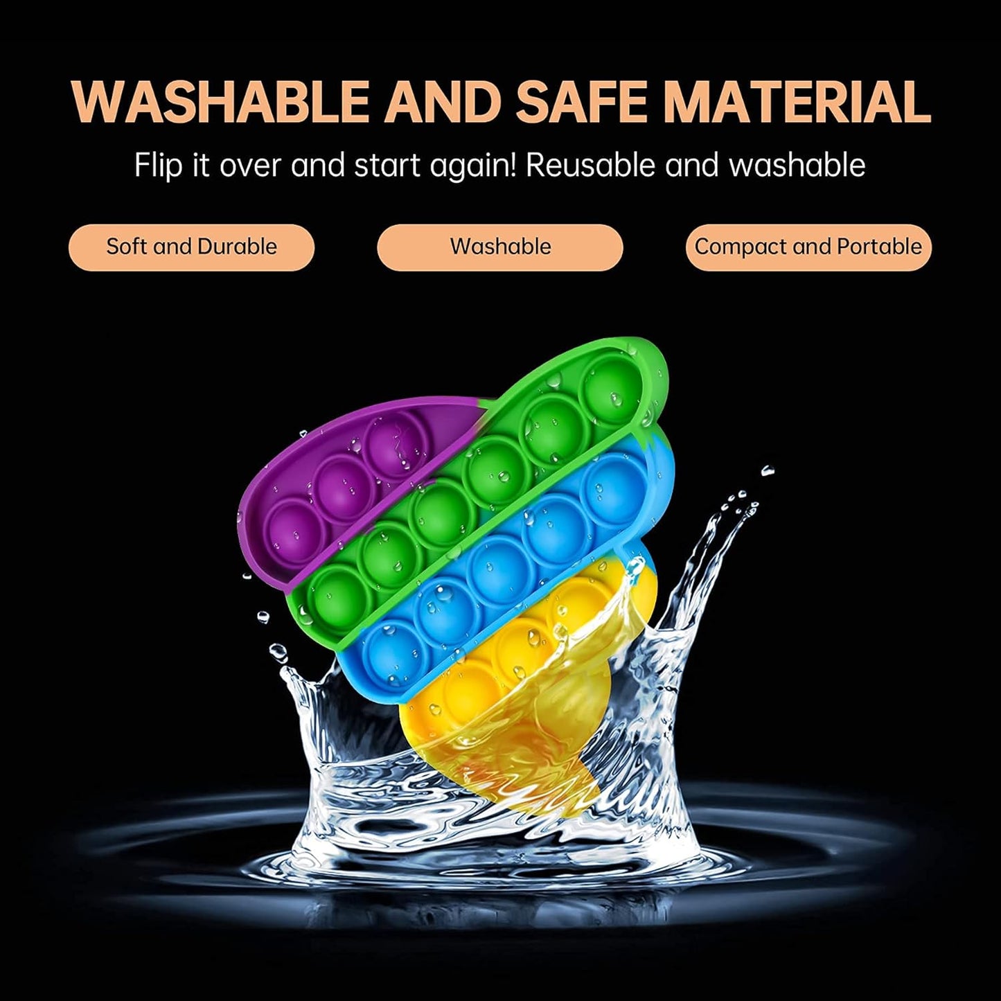 NiHealth Fidget Pack Push Pop Bubble Fidget Sensory Toy, Fidget Toys for Stress Relief Bubble Popper Fidget Toy, Silicone Squeeze Toy for Kids Adults (Rainbow Poop)