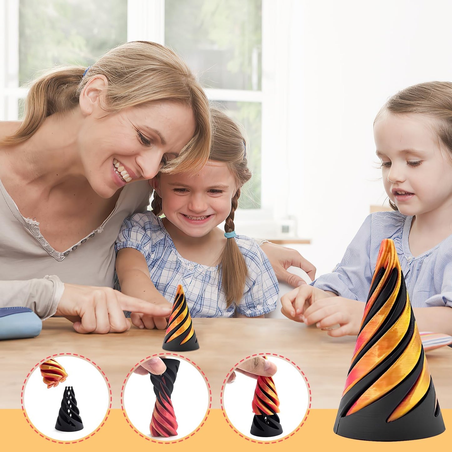 Impossible Cone Spiral Cone Fidget Toy Impossible Pyramid Crossing Sculpture Crossing Pyramid Fidget Toy Mini Vortex Illusion Cool 3D Printing Figurine