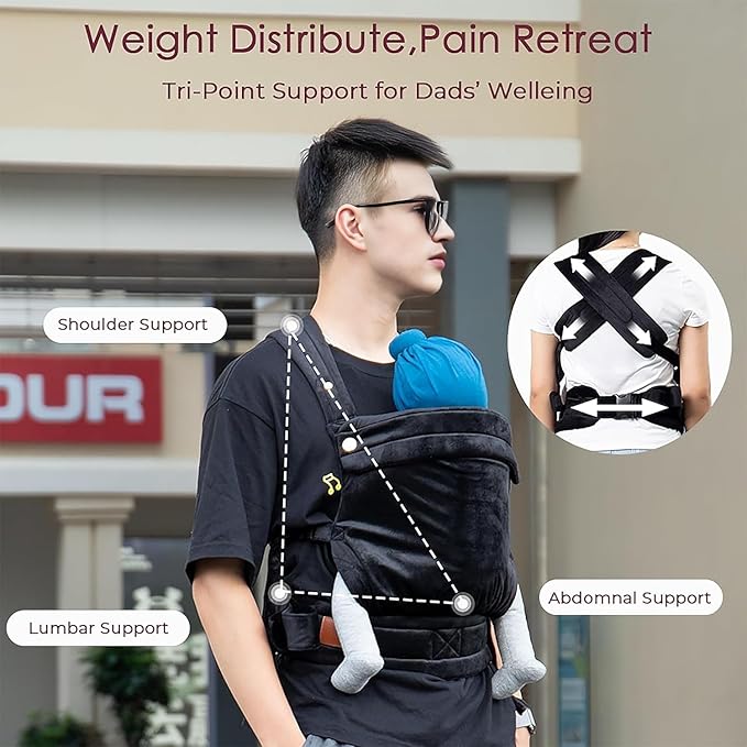 Baby Carrier for Newborn to Toddler, Cozy Baby Wrap Carrier 7-35 lbs, Ergonomic Backpack Design, Front and Back Facing Options, Black