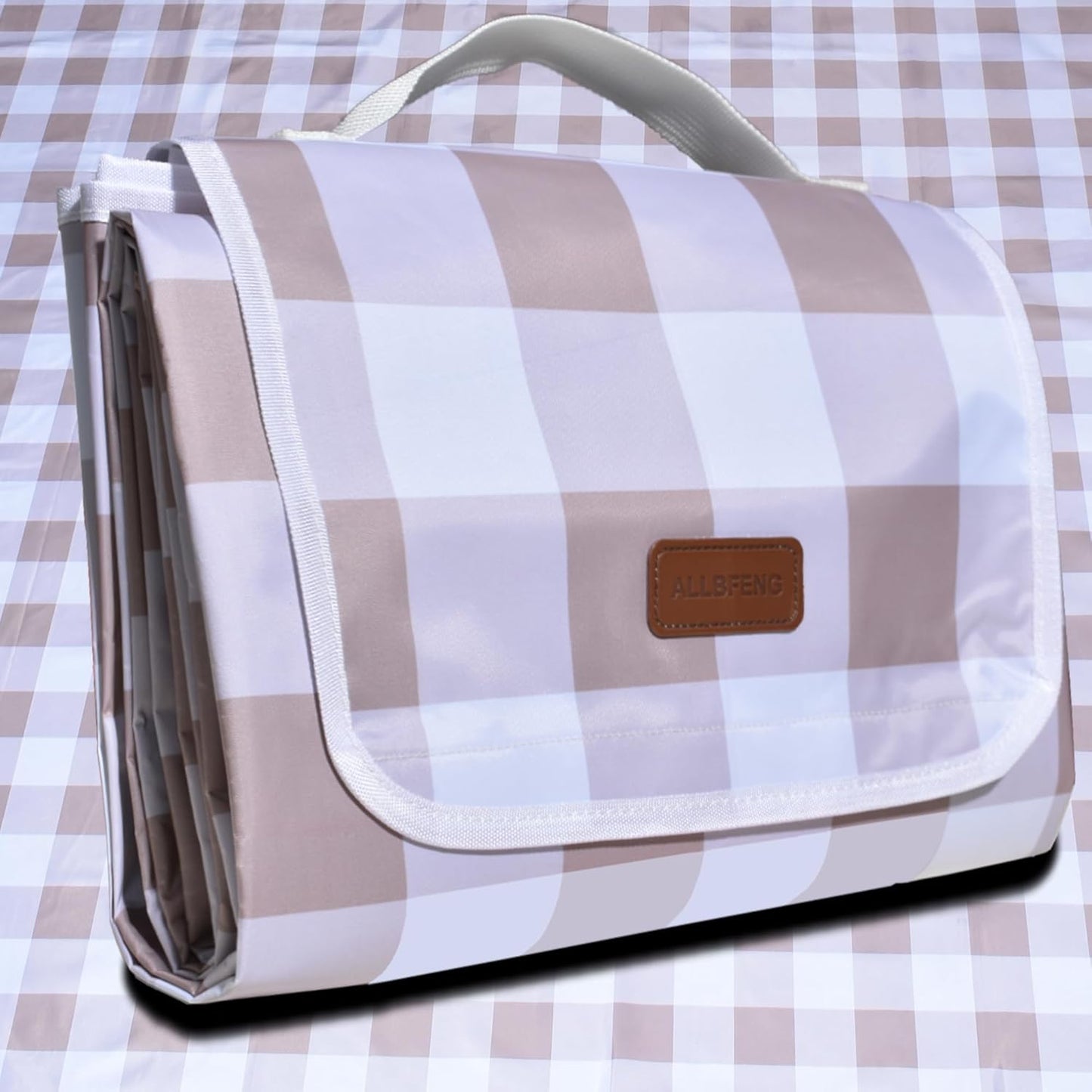 80"x80" Extra Large Waterproof Outdoor Mat - Sandproof Foldable Picnic Blanket for Family Camping, Backyard, Beach Parties - Heavy Duty & Easy Storage (Light Brown)