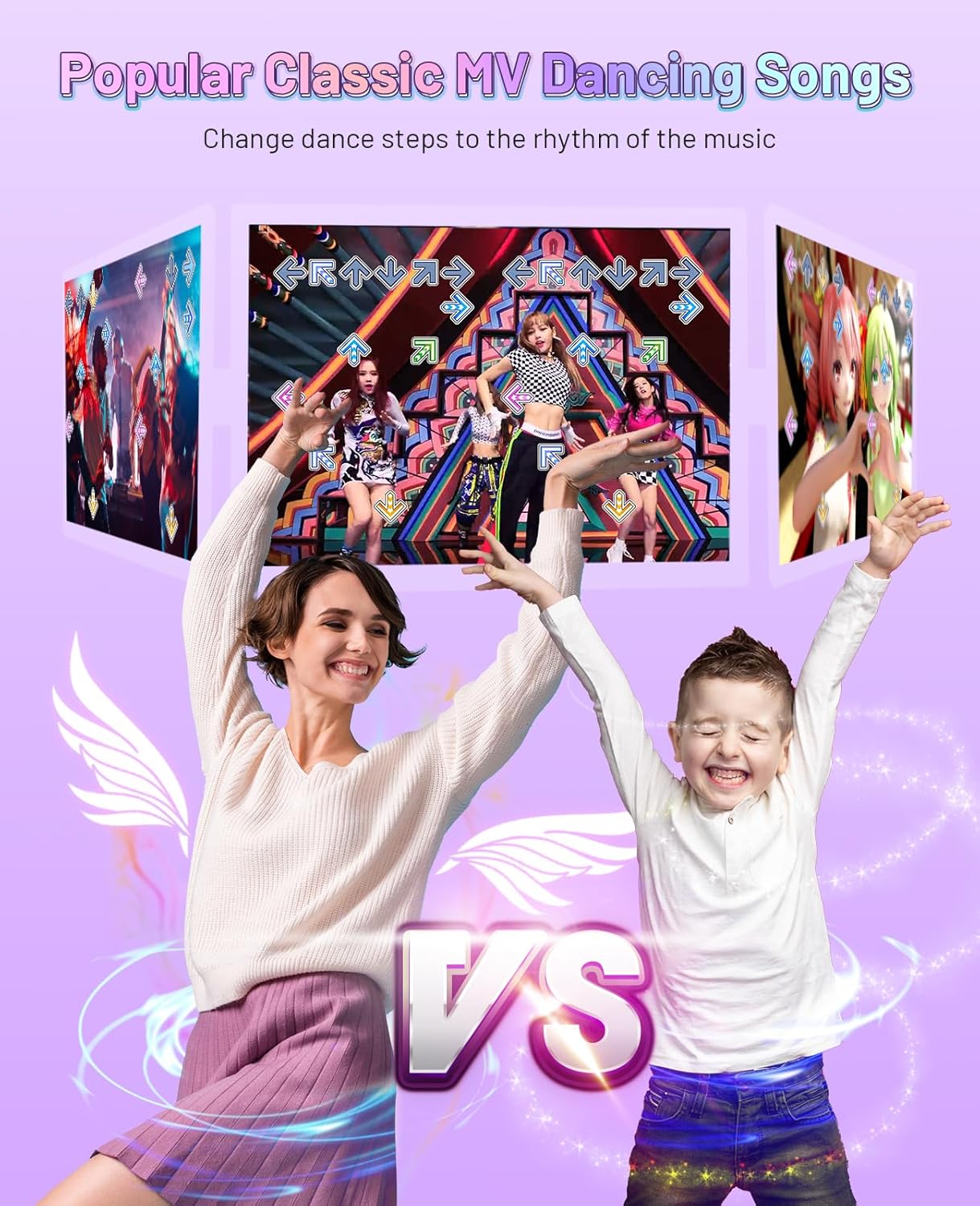 Dance Mat for Girls Boys - Wireless Dance Pad for TV with Camera, Plug and Play Double User Dance Mat Game, Danceing Mat for Family Games, Christmas and Birthday Gift Toys for Kids and Adults