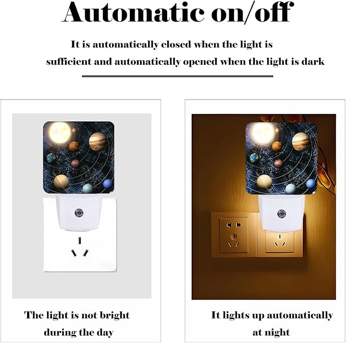 Solar System Planets Night Light,Plug-in Nightlights Auto Sensor Night Lamp Dusk-to-Dawn Lamp Home Decor for Nursery Children Girls Boys