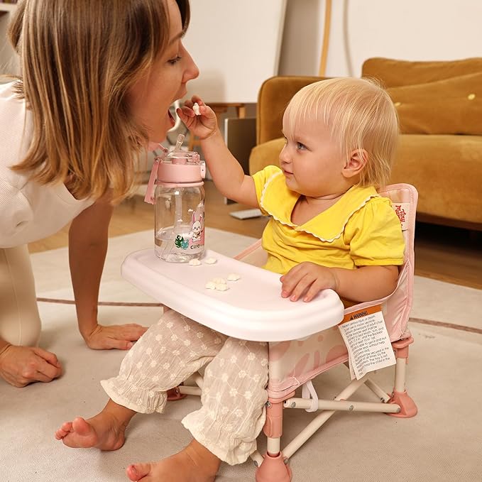 Tiny Marvels Portable 3-in-1 Baby Chair – Cozy Toddler Chair, Baby Seat with Tray, Booster Seat – Compact, Foldable, Safe with Child Safety Belt Carry Bag – Perfect for Travel & Family Time