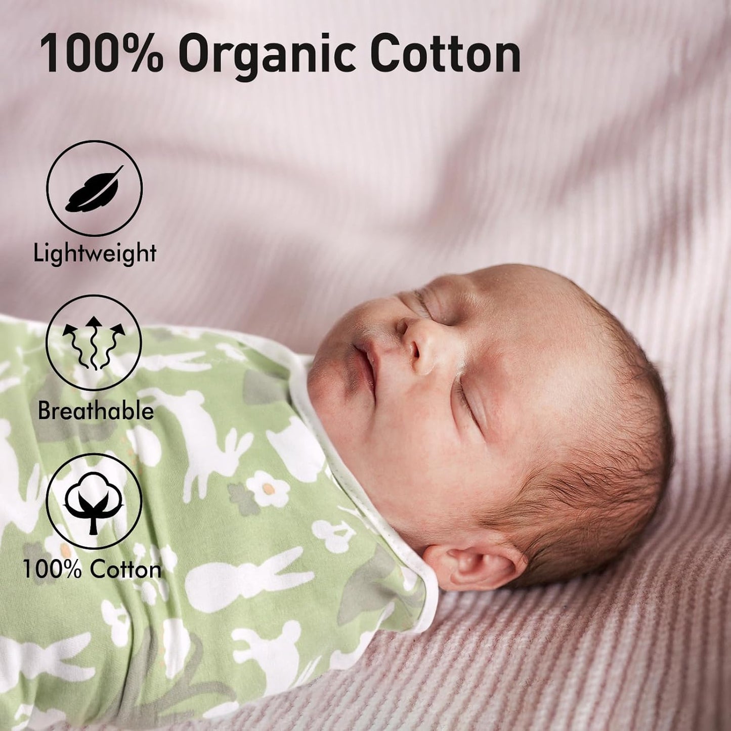 GLLQUEN BABY Swaddle Blanket Sleep Sacks for Newborn - Baby Swaddles 0-3 Months, 3-Pack Newborn Swaddling Sack, Cute Rabbit,Swaddle Wrap, Baby Essentials, Registry & Gift (Small/Medium)