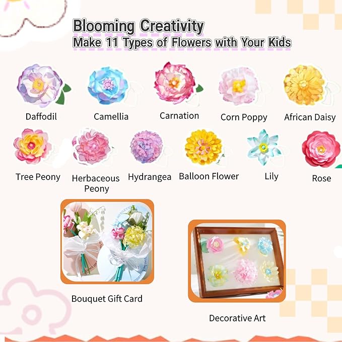 Paper Flowers for Crafts, Arts and Crafts for Kids Ages 8-12, Paper Flowers Science Kits, DIY Color Changing Flower Educational STEAM Toys, Christmas Birthday Gifts for Girls Age 5 6 7 8 9 10 11 12
