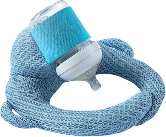 Bottle Holder Pillow, Plush Feeding Support Pad - Relieve Hand & Wrist Soreness, Adjustable Nursing Pillow, Blue