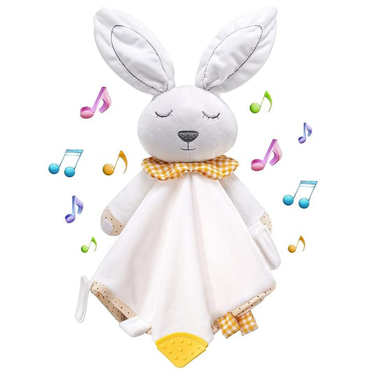 BEREST Rechargeable Baby Sleep Soother Bunny Lovey- White Noise| Heartbeat| Shushing| Lullaby Infant Sleeping Aid with Cry Sensor at Nap Time Routine, Newborn Gifts Plush Toddler Snuggle Blanket Toy