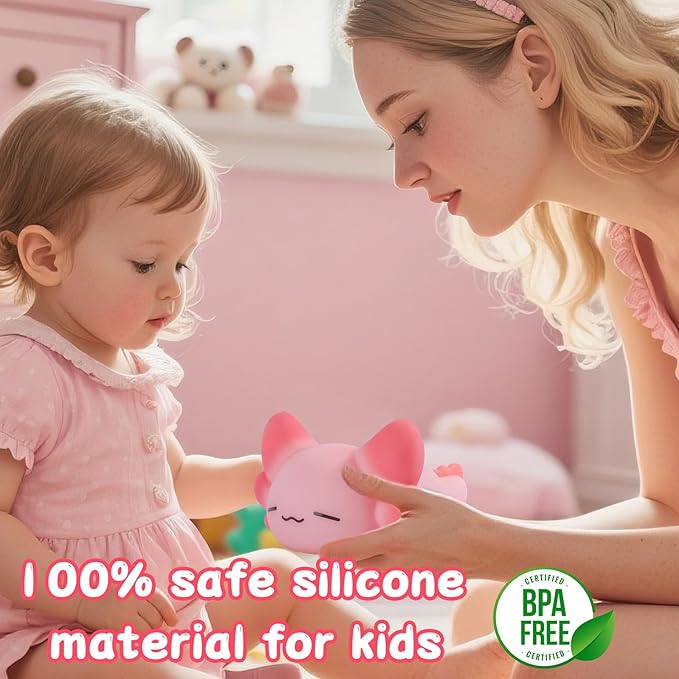 Tremdwoto Axolotl Night Light for Kids, 7 Color Changing Cute Axolotl Lamp，Dimmable &1/3 H Timer, USB Rechargeable Silicone Nursery Nightlight for Kid Bedroom Decor Axolotl Gift for Boys and Girls