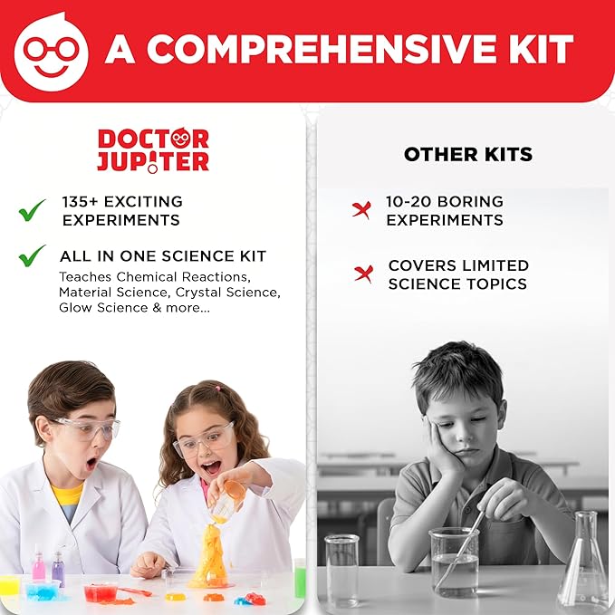 Doctor Jupiter Ultimate Science Kit, Chemistry Set for Kids Ages 8-10-12-14 | Birthday Gift Ideas for Boys & Girls 8,9,10+ Years Old| STEM Toy with 135+ Experiments| Learning & Educational Projects
