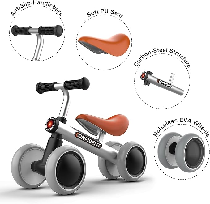 Baby Balance Bike 1 Year Old, Toddler Bike for One Year Old Boy Birthday Gift, 1-3 Years Toddler First Bike with No Pedal & Silence Wheels, Ride on Toy Gifts for 1 Year Old Boy