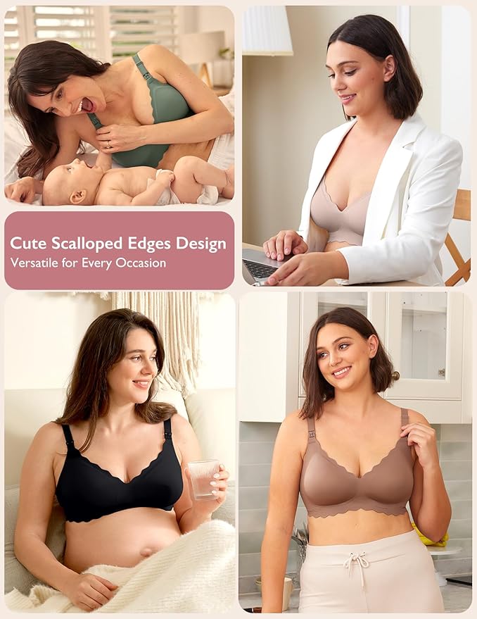 Momcozy Nursing Bras for Breastfeeding, Seamless Pregnancy Maternity Bra Wireless Classic Jelly Strip Support Nursing Bra