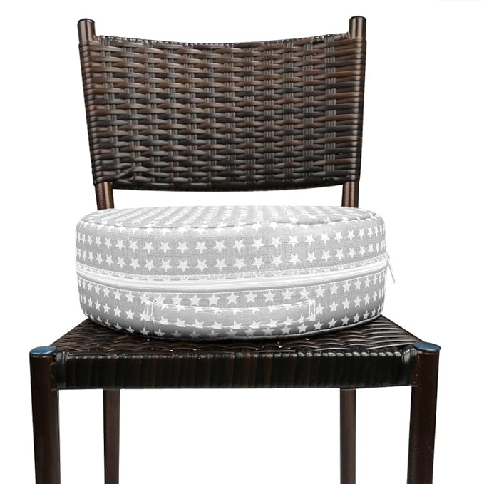 Zicac Kids' Anti-Slip Chair Booster Seat-High Chair Pad Heightening Dismountable Round Cushion (Gray)