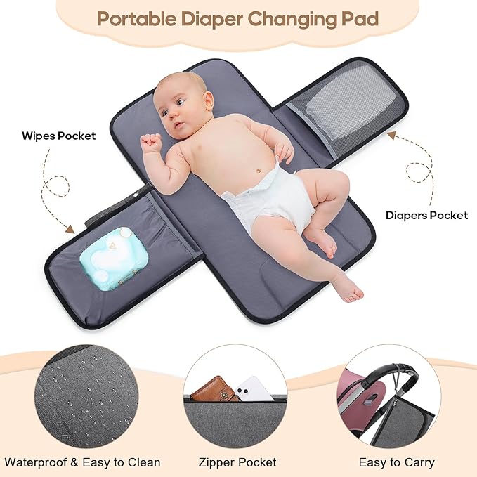 UKEIN Diaper Bag Backpack, Multi function Baby Bag with Portable Changing Pad, Pacifier Holder,Diaper Bags with USB Charging Port,Perfect Baby Shower Gifts for Mom, Dad, Newborn