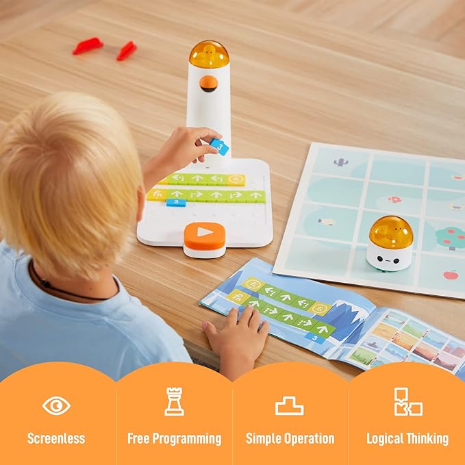 Coding Robot Set for Kids Ages 4+, STEM Robotics for Toddles to Learn Early Programming, Educational Toy for Homeschool & Classroom Ages 4-10