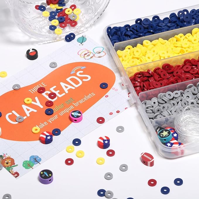 3500pcs Sports Color Clay Beads for Bracelets Making 6mm Heishi Beads Polymer Flat Round Disc Clay for Jewelry Making Sport Bead Crafts.