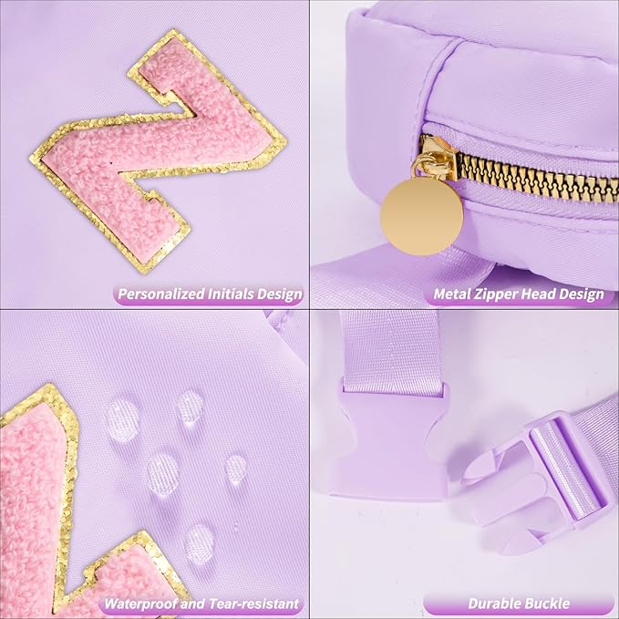 Mini Belt Bag Fanny Pack with Initials Letter Patch Small Crossbody Bags Cute Stuff Birthday Gifts for Teenager Girls Trendy Stuff for Teens - Z,Lavender
