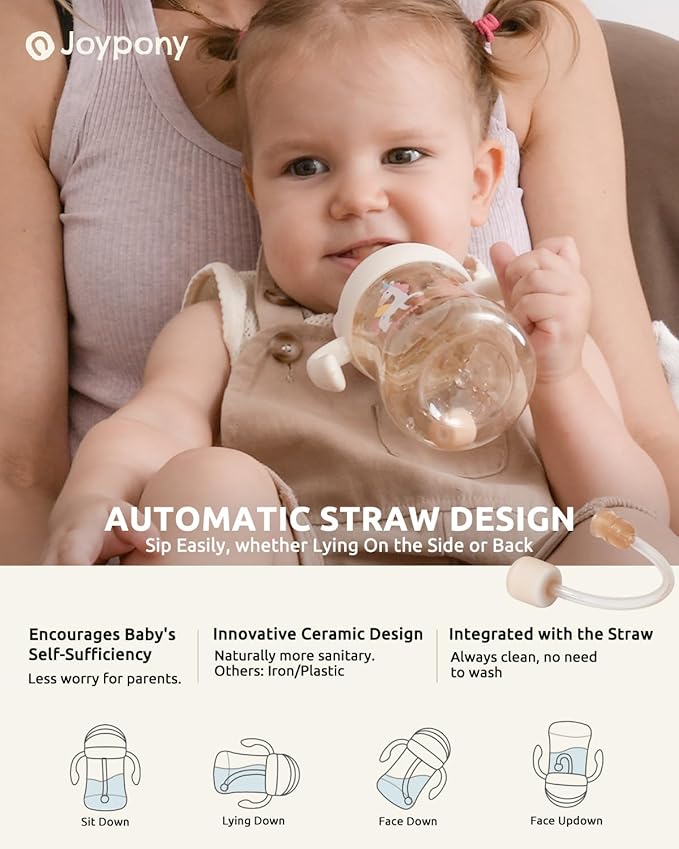 Sippy Cups for Toddlers 1-3, Spill Proof Weighted Straw Cup with Handle for Baby 6 Months + old, 2 Silicone Straws, PPSU, BPA Free, 9 oz (Pink)