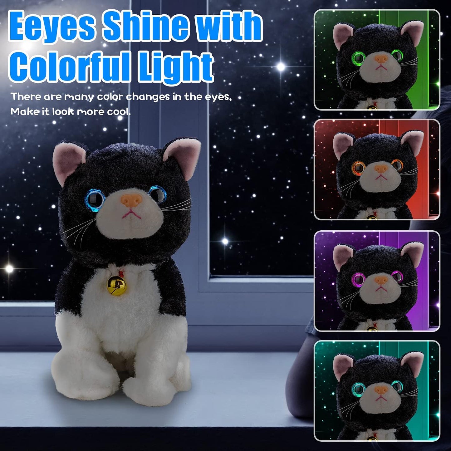 Interactive LED Robotic Cat, Barking Meow Kitten, Electronic Pet, Animated Toy for Girls & Kids